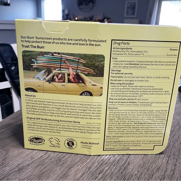 NIB Sun Bum Original Spf 50 Sunscreen Spray Vegan and Reef Friendly 2 Pack 5 OZ - Picture 4 of 7